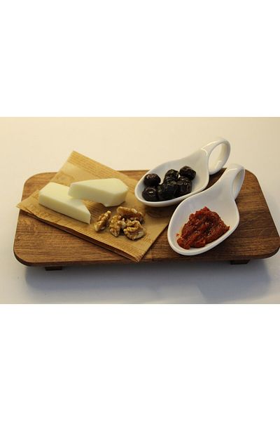 HBS Art Design Natural Presentation Board with Dark Legs - Cheese Fruit Presentation Tray