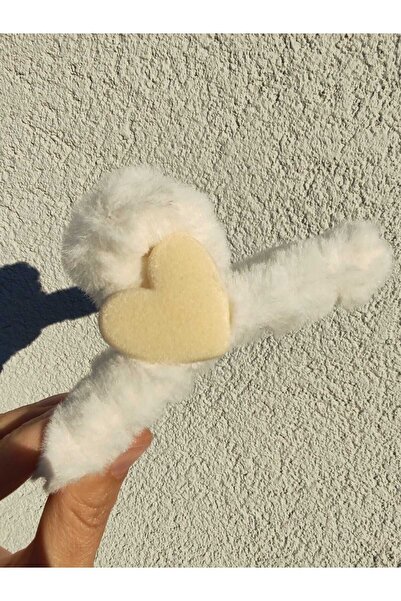 İLKYAZ إكسسوار مشبك مزلاج من القطيفة على شكل قلب