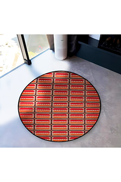 Rugs Modern Halı Mira Round Red Orange Shapes Woven Base Modern Decorative Ca...