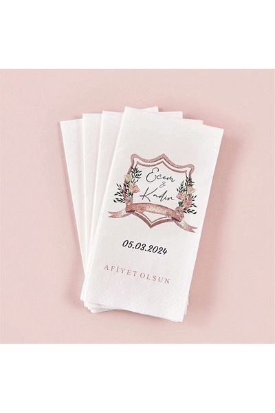 Gizem Graphic Pack of 50 Printed Promise, Engagement and Wedding Napkins