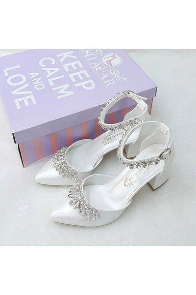 ASLIACAR 6.5 Cm Heeled Jewelled Design Stiletto Wedding Dress Shoes Aslı Acar