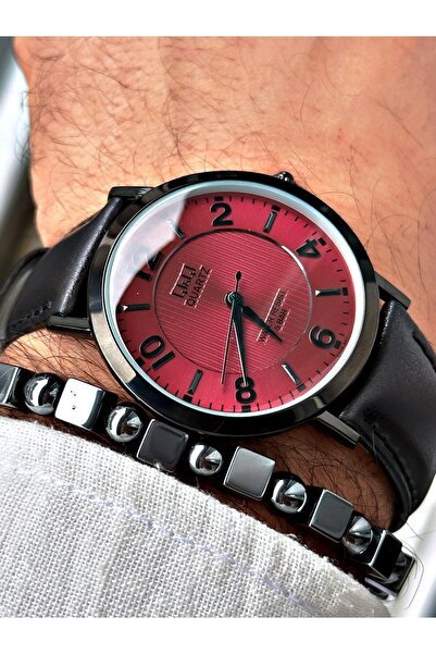 Q&Q Qr666j08y Küçük Kasa Erkek Kol Saati Bordo Renk Kadran Slim Kasa 2 Yıl Garantili Bileklik Hediyeli