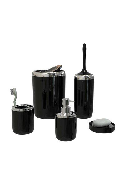 Ansan Black Lima XL Chrome Decorated Bathroom Set
