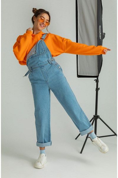 ARSUVAL Salopeta Denim Gardener Salopet Albastru Deschis Lung Denim Salopet