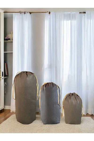 Balkan Room XXL, XL, L - Комплект от 3 кафяви чанти за съхранение с връзки - Чанта за носене и чанта за съхранение на пране, възглавници и завивки