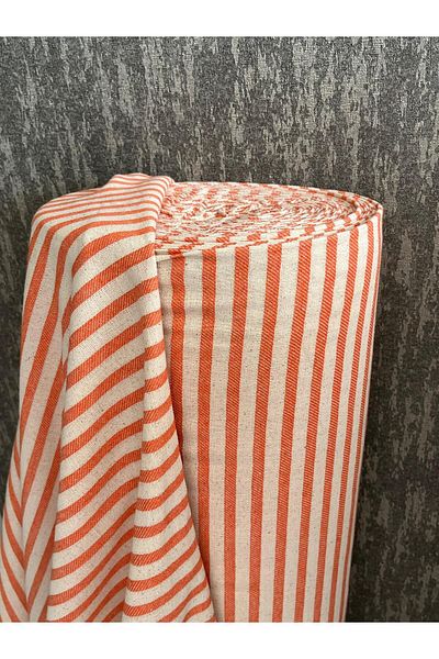 KAMİZ 100x230 cm Πορτοκαλί ριγέ λινό εξωτερικά ενδύματα - Κατάλληλο για οικιακά υφάσματα