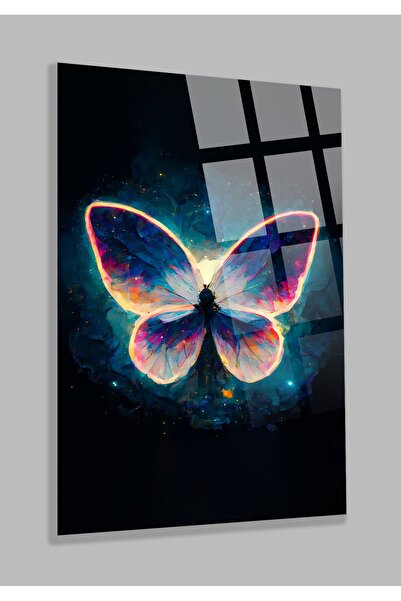 TAULART Tablou din sticlă nerezistentă cu imagine minunată de fluture, cadou ...
