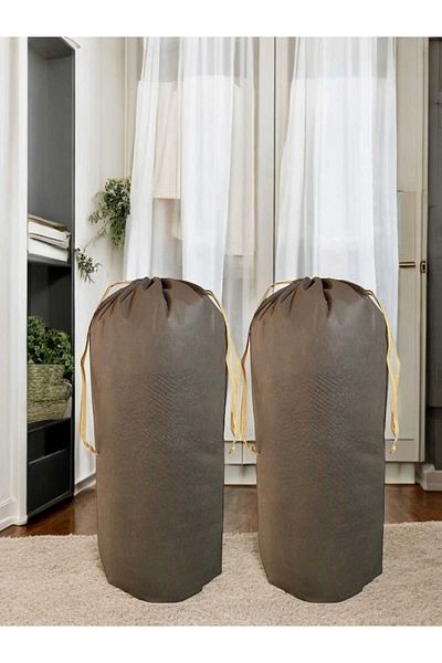 Balkan Room Комплект от 2 кафяви чанти за съхранение с връзки XXL 104x62 см - чанта за носене и възглавница за завивка