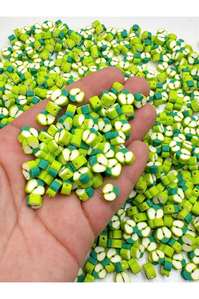 Ebruli Boncuk Χάντρες Fimo με σχέδιο φρούτων μήλου 10mm - 100 τεμάχια