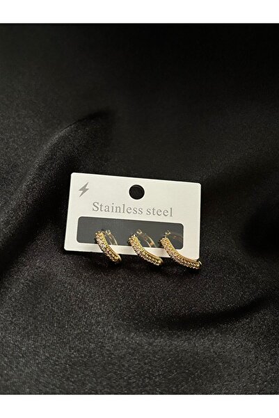 PRİDE COLLECTİON Üçlü çelik küpe