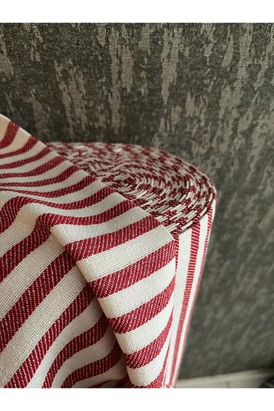 KAMİZ Striped Linen Fabric - Red Washed Striped Linen 100x230 cm
