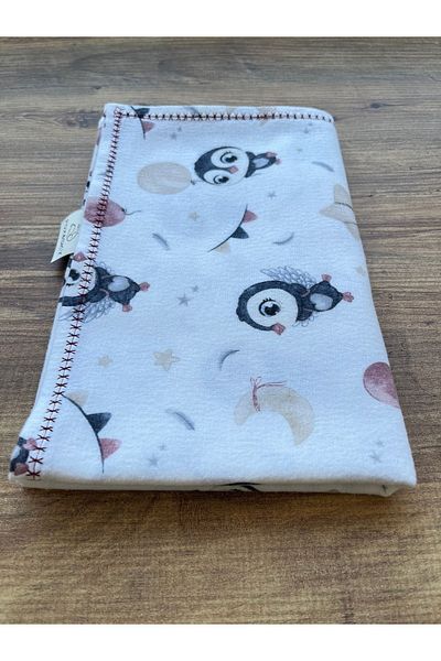 Fox&Sky 100% Organic Cotton Embroidered Flannel Baby Blanket – White Plum – 80X120 cm