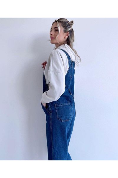 BelezaStore Τζιν Ολόσωμες φόρμες Gardener Salopet Σκούρο Μπλε Μακρύ Τζιν Salopet