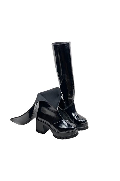 bescobel ToYhan Black Patent Leather - High Heel Zippered 9 cm Women's Boots