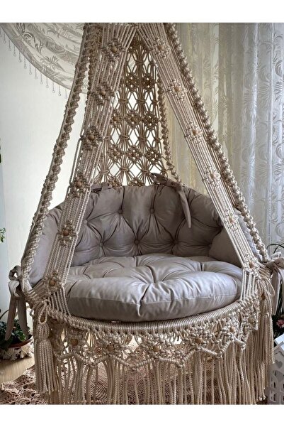 PEDRA TEKSTİL Caviss Home Makrome Salıncak Minderi Bahçe Mobilyaları