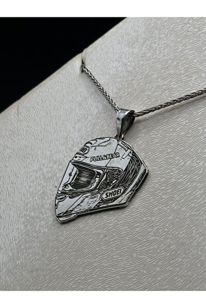 Es Silver Kask Kolye ,ucu 925 Ayar Gümüş Kişiye Özel Üretim , Çelik Zincir