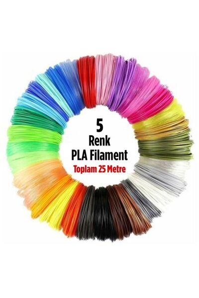 Pla Filament 5 Renk 5 Metre Toplam 25 Metre