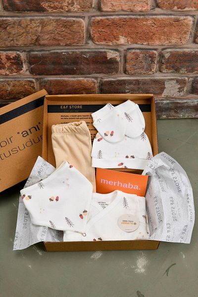 e&f Store 5-Piece Newborn Hospital Discharge Set - 100% Natural Cotton - Oeko Tex Certified - Nature Pattern