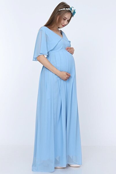 MODA LABİO Melek Kol Hamile Elbisesi Bebe Mavi