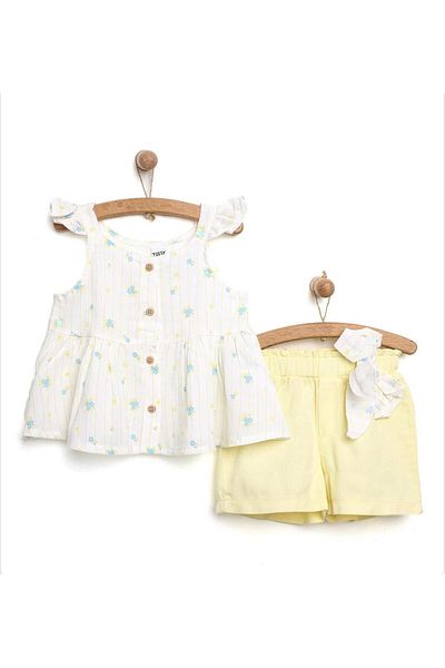 Tuffy Floral Patterned Shorts Set for Girls