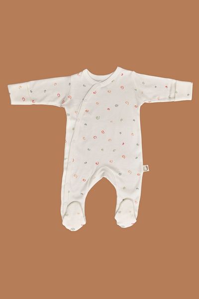 e&f Store Newborn Jumpsuit with Gloves and Booties - Natural Cotton - Abstract Pattern