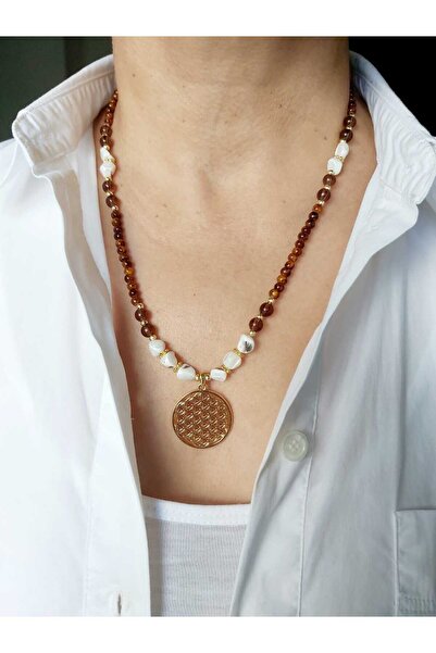 DEVİ fashion زهرة الحياة الطبيعية أم اللؤلؤ حجر قلادة تصميم خاص