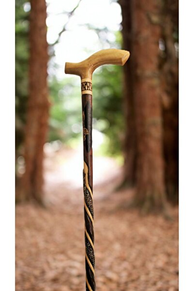 AHŞAPCİTY Devrek Bastonu Yılan Figürlü (Kızılcık Ağacı)