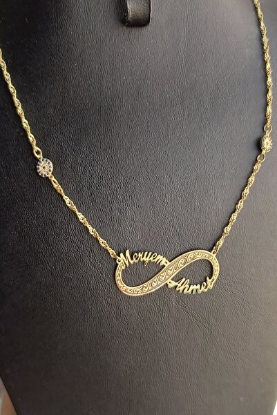 ÖZGÜR TAKI 925 Ayar Gümüş 24 Ayar Altın Kaplama 2 Nazar Boncuklu İsimli Sonsu...