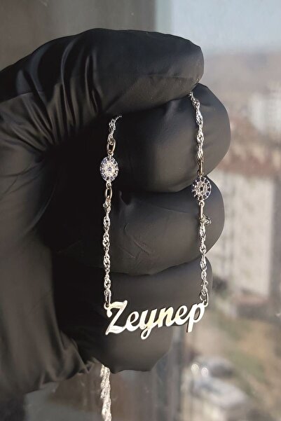 ÖZGÜR TAKI 925 Ayar Gümüş 2 Nazar Boncuklu İsimli Kolye