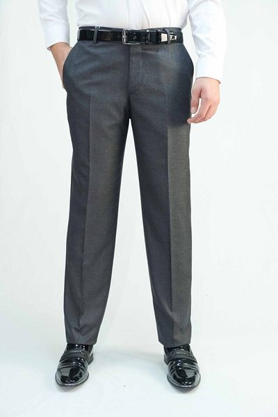 Bomonti Men's Classic Fnanel Brown Gray Fabric Trousers
