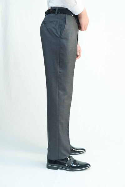 Bomonti Men's Classic Fnanel Brown Gray Fabric Trousers