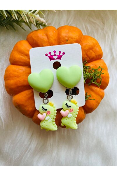 1PARÇAMAVİ مشبك على شكل ديناصور على شكل قلب للفتيات بدون ثقب