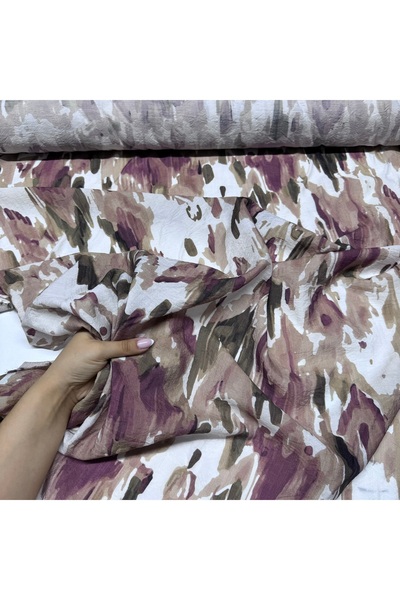 Yaren Ülker Mango Şifon Kumaş Çok Renkli Batik Desen Çift En