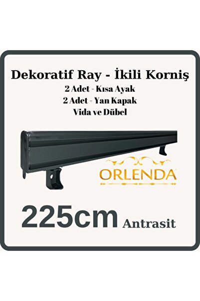 Orlenda Dekoratif Ray - İkili Korniş - İki Kanallı Alüminyum Ray - Perde Kornişi