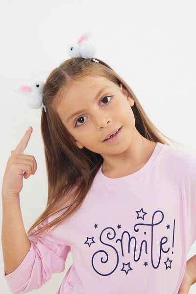 TRENDYOLKIDS Schnallen- und Krawattenset mit weißem Kaninchenmotiv für Mädchen - 3-teilig Tkdaw25tk00000