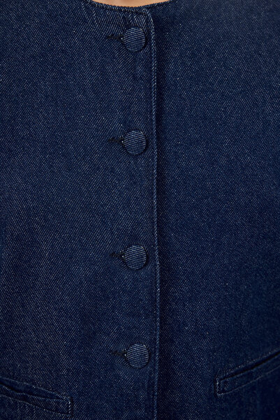 Trendyol Collection Frilly sötétkék farmer dzseki - TWOAW25CE00019