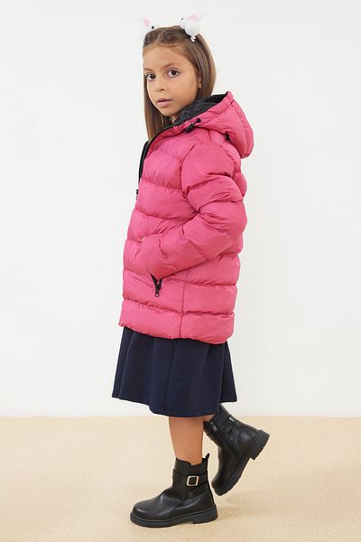 TRENDYOLKIDS Rosa Kapuzenjacke mit Taschen für Mädchen - TKDAW25MO00003