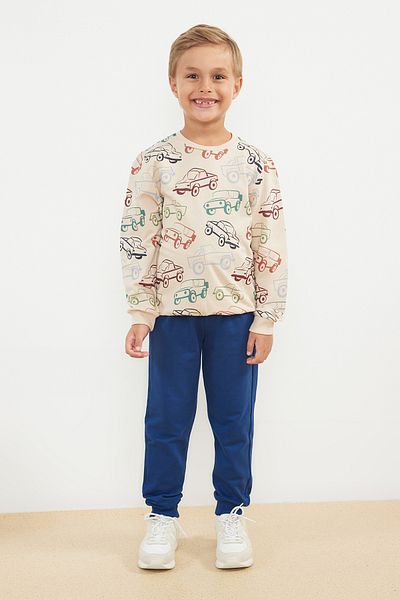 TRENDYOLKIDS Boy Beige*003 Printed Cotton Suit - Tkdaw25Au00008