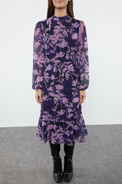 Trendyol Collection Rochie de iarnă țesută dreaptă liliac - TWOAW20EL1313