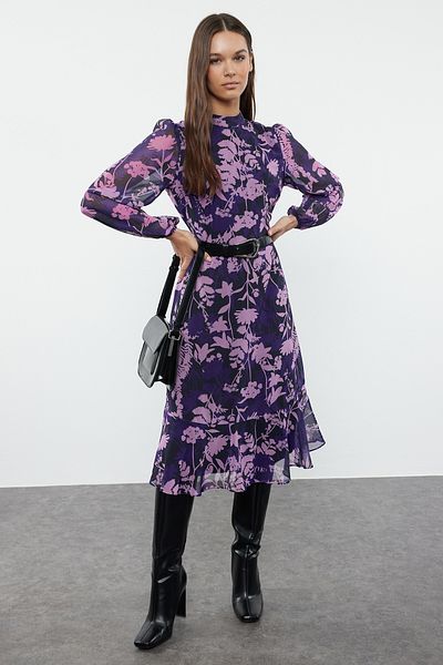 Trendyol Collection Lilafarbenes, einfarbiges, gewebtes Winterkleid – TWOAW20EL1313