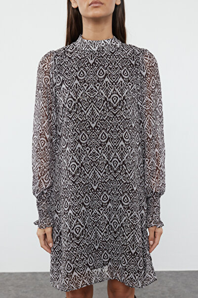 Trendyol Collection Winter Beige Abstract Woven Dress - Twoaw24El00573