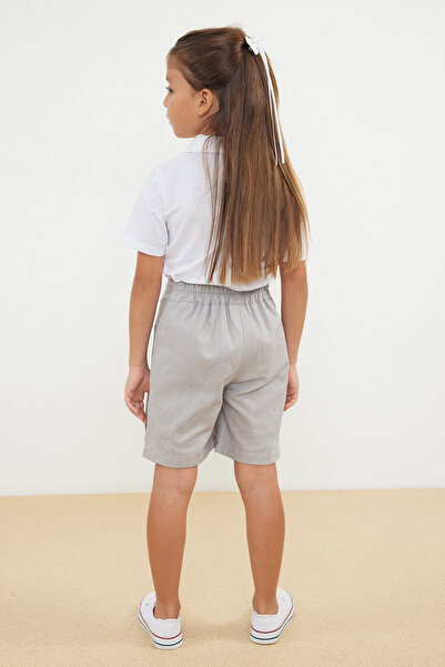 TRENDYOLKIDS Fusta de școală dreaptă tricotată gri cu pantaloni scurți - TKDAW25ET00001