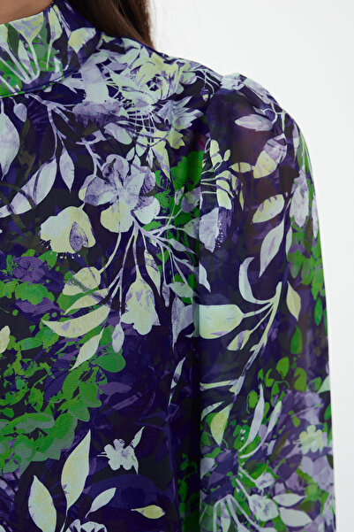 Trendyol Collection Zimní fialové abstraktní tkané šaty - Twoaw24El00573