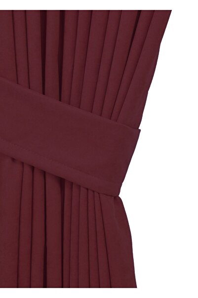 cheap's home Honeycomb Textured Velvet Woven Dense (1 X 3) Pleated Background Curtain (Bordo)