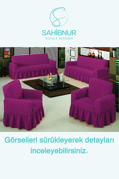 SAHİBNUR BürümcüK sofa and sofa set - sofa Bed Cover, seat Cover, with Elastic and sKirt, for 3+2+1+1 set 3211