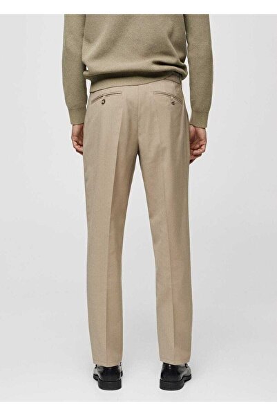 MANGO Man Pilili soğuk yün pantolon