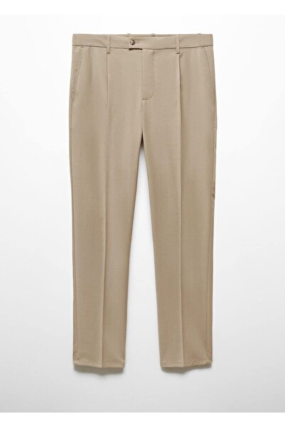 MANGO Man Pilili soğuk yün pantolon