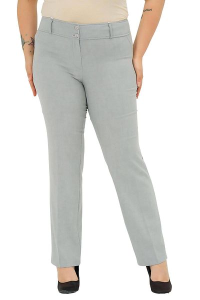 Hanezza Pantaloni crem pentru damă de mărime mare |   Lycra |   Bumbac |   Talie înaltă |   Picior de țeavă |   Ocazional de afaceri