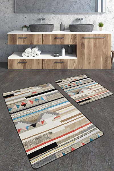 Homiko Set de 2 covorașe de baie mari cu model Klim imprimat