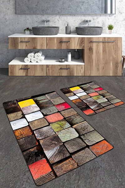 Homiko Set de 2 covorașe de baie mari, colorate, cu modele moderne